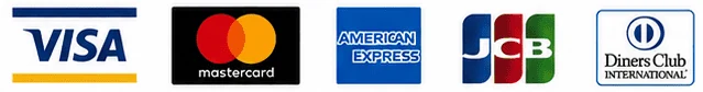 VISA・Mastercard・American Express・JCB・Diners Club